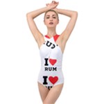 I love rum Cross Front Low Back Swimsuit