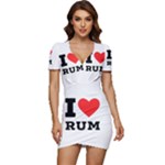 I love rum Low Cut Cap Sleeve Mini Dress