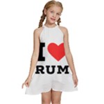 I love rum Kids  Halter Collar Waist Tie Chiffon Dress