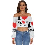 I love rum Long Sleeve Crinkled Weave Crop Top