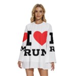 I love rum Round Neck Long Sleeve Bohemian Style Chiffon Mini Dress