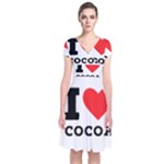 I love cocoa Short Sleeve Front Wrap Dress