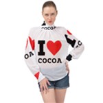 I love cocoa High Neck Long Sleeve Chiffon Top