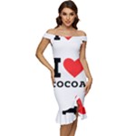 I love cocoa Off Shoulder Ruffle Split Hem Bodycon Dress