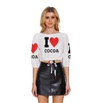 I love cocoa Mid Sleeve Drawstring Hem Top