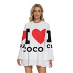 I love cocoa Round Neck Long Sleeve Bohemian Style Chiffon Mini Dress