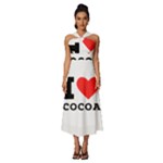 I love cocoa Sleeveless Cross Front Cocktail Midi Chiffon Dress