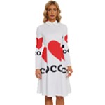 I love cocoa Long Sleeve Shirt Collar A-Line Dress