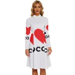 I love cocoa Long Sleeve Shirt Collar A-Line Dress