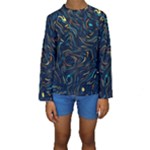 Colorful Abstract Pattern Creative Colorful Line Linear Background Kids  Long Sleeve Swimwear