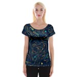 Colorful Abstract Pattern Creative Colorful Line Linear Background Cap Sleeve Top