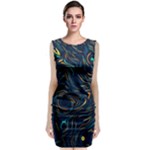 Colorful Abstract Pattern Creative Colorful Line Linear Background Classic Sleeveless Midi Dress