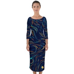Quarter Sleeve Midi Bodycon Dress 