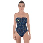 Colorful Abstract Pattern Creative Colorful Line Linear Background Tie Back One Piece Swimsuit