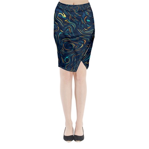 Colorful Abstract Pattern Creative Colorful Line Linear Background Midi Wrap Pencil Skirt from ArtsNow.com