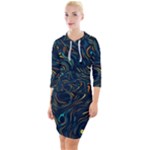 Colorful Abstract Pattern Creative Colorful Line Linear Background Quarter Sleeve Hood Bodycon Dress