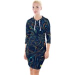 Colorful Abstract Pattern Creative Colorful Line Linear Background Quarter Sleeve Hood Bodycon Dress