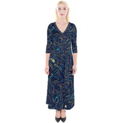 Quarter Sleeve Wrap Maxi Dress 