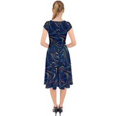 Cap Sleeve Front Wrap Midi Dress 