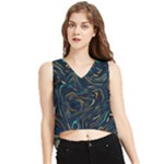 Colorful Abstract Pattern Creative Colorful Line Linear Background V-Neck Cropped Tank Top