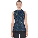 Colorful Abstract Pattern Creative Colorful Line Linear Background Mock Neck Shell Top