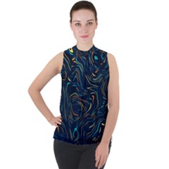 Mock Neck Chiffon Sleeveless Top 