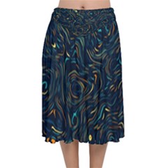 Velvet Flared Midi Skirt 
