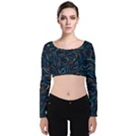 Colorful Abstract Pattern Creative Colorful Line Linear Background Velvet Long Sleeve Crop Top