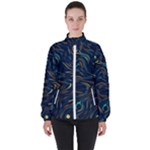 Colorful Abstract Pattern Creative Colorful Line Linear Background Women s High Neck Windbreaker