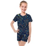 Colorful Abstract Pattern Creative Colorful Line Linear Background Kids  Mesh Tee and Shorts Set