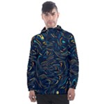 Colorful Abstract Pattern Creative Colorful Line Linear Background Men s Front Pocket Pullover Windbreaker