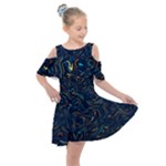 Colorful Abstract Pattern Creative Colorful Line Linear Background Kids  Shoulder Cutout Chiffon Dress