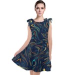 Colorful Abstract Pattern Creative Colorful Line Linear Background Tie Up Tunic Dress