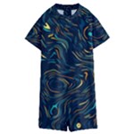 Colorful Abstract Pattern Creative Colorful Line Linear Background Kids  Boyleg Half Suit Swimwear