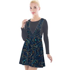 Plunge Pinafore Velour Dress 