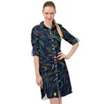 Colorful Abstract Pattern Creative Colorful Line Linear Background Long Sleeve Mini Shirt Dress