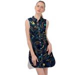 Colorful Abstract Pattern Creative Colorful Line Linear Background Sleeveless Shirt Dress