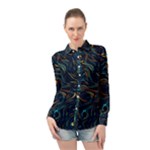 Colorful Abstract Pattern Creative Colorful Line Linear Background Long Sleeve Chiffon Shirt