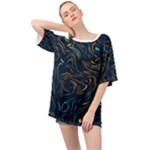 Colorful Abstract Pattern Creative Colorful Line Linear Background Oversized Chiffon Top