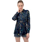 Colorful Abstract Pattern Creative Colorful Line Linear Background Long Sleeve Satin Shirt