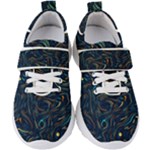 Colorful Abstract Pattern Creative Colorful Line Linear Background Kids  Velcro Strap Shoes