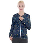 Colorful Abstract Pattern Creative Colorful Line Linear Background Casual Zip Up Jacket