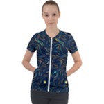 Colorful Abstract Pattern Creative Colorful Line Linear Background Short Sleeve Zip Up Jacket