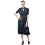 Colorful Abstract Pattern Creative Colorful Line Linear Background Keyhole Neckline Chiffon Dress