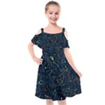 Colorful Abstract Pattern Creative Colorful Line Linear Background Kids  Cut Out Shoulders Chiffon Dress