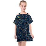 Colorful Abstract Pattern Creative Colorful Line Linear Background Kids  One Piece Chiffon Dress