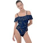 Colorful Abstract Pattern Creative Colorful Line Linear Background Frill Detail One Piece Swimsuit