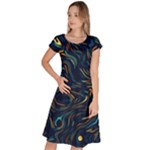 Colorful Abstract Pattern Creative Colorful Line Linear Background Classic Short Sleeve Dress