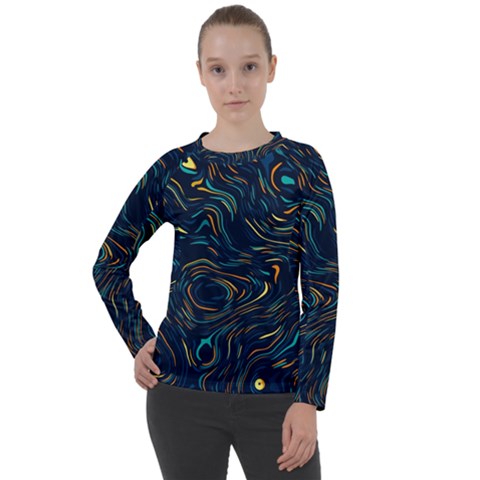 Colorful Abstract Pattern Creative Colorful Line Linear Background Women s Long Sleeve Raglan Tee from ArtsNow.com