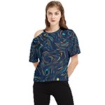 Colorful Abstract Pattern Creative Colorful Line Linear Background One Shoulder Cut Out Tee